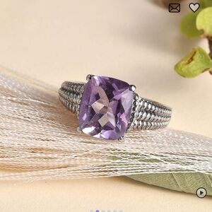 🆕️ Size 9 Rose De France Amethyst Solitaire Ring in Stainless Steel 3.85 ctw
